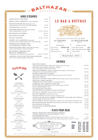 Balthazar Menu