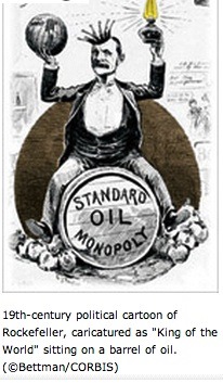 John D. Rockefeller's Standard Oil was the typical target of the 1890 Sherman Anti-Trust Act.