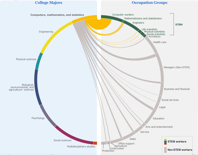 College majors and employment groups