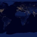 A NASA satellite image of the world's night lights conveys economic information about developed and developing countries.