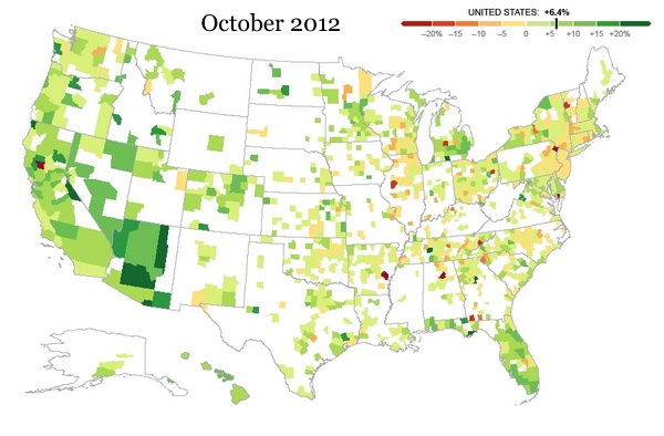 Great recession home prices changes 2012