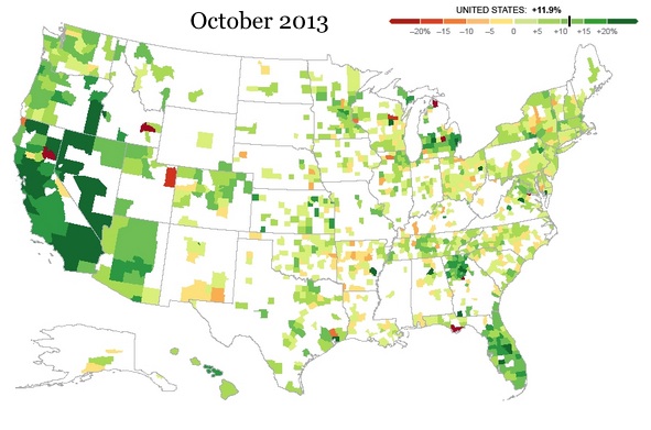 Great recession home price changes 2013.