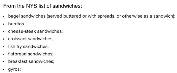 NYS sandwich taxes