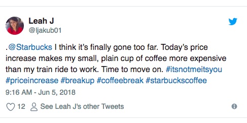 Starbucks price increase