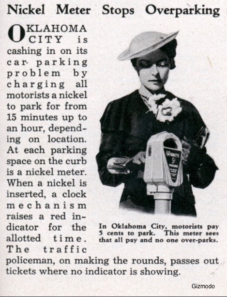 First parking meter and free parking