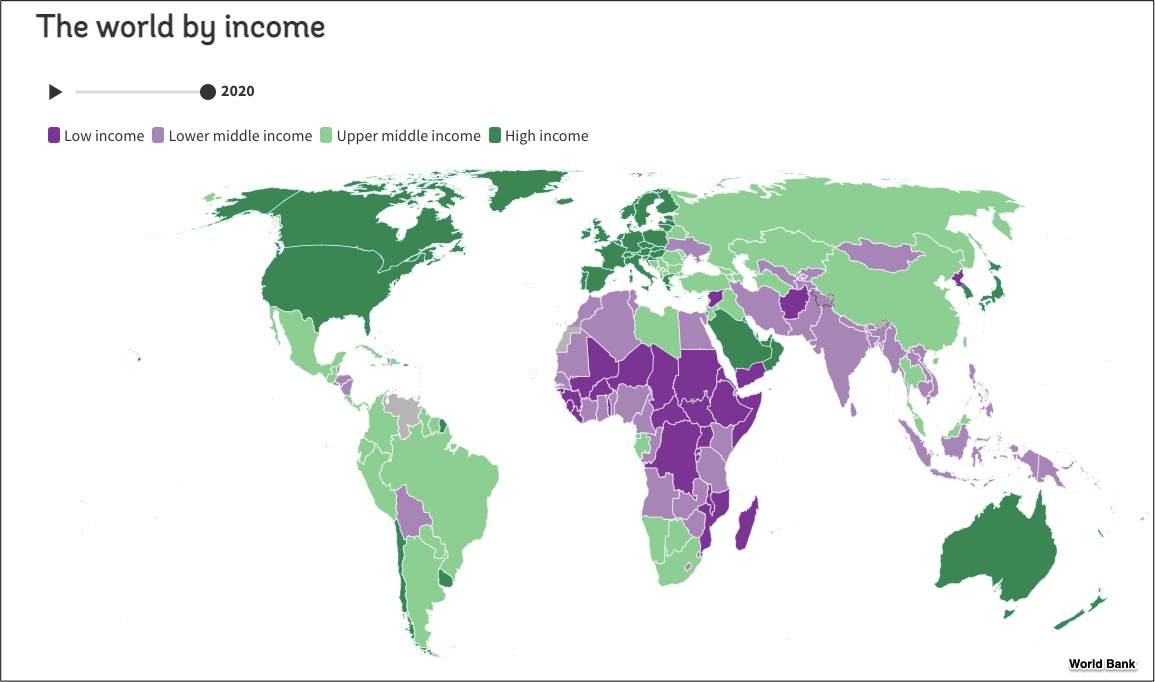 world map by income