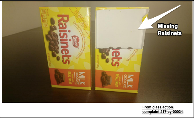 slack fill Raisinets class action case