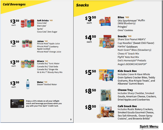 discount airlines fees and food