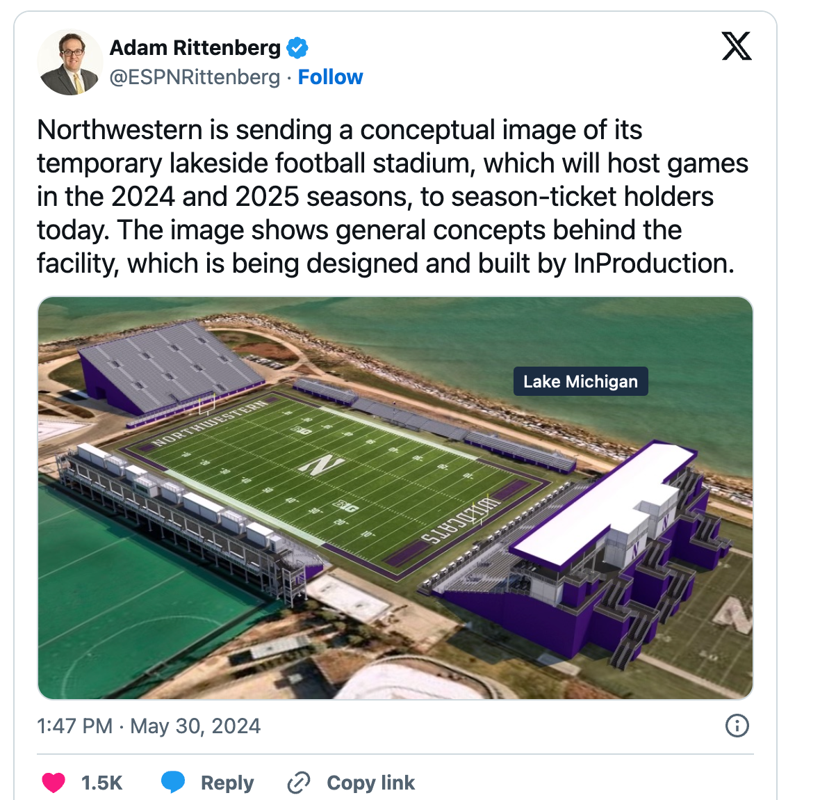 Northwestern's temporary stadium