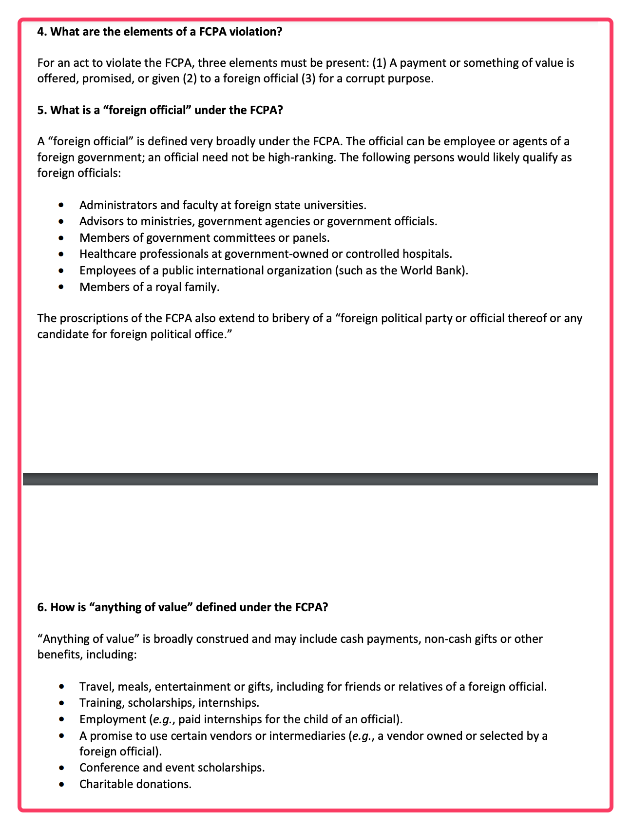 Foreign Corrupt Practicies Act (FCPA)